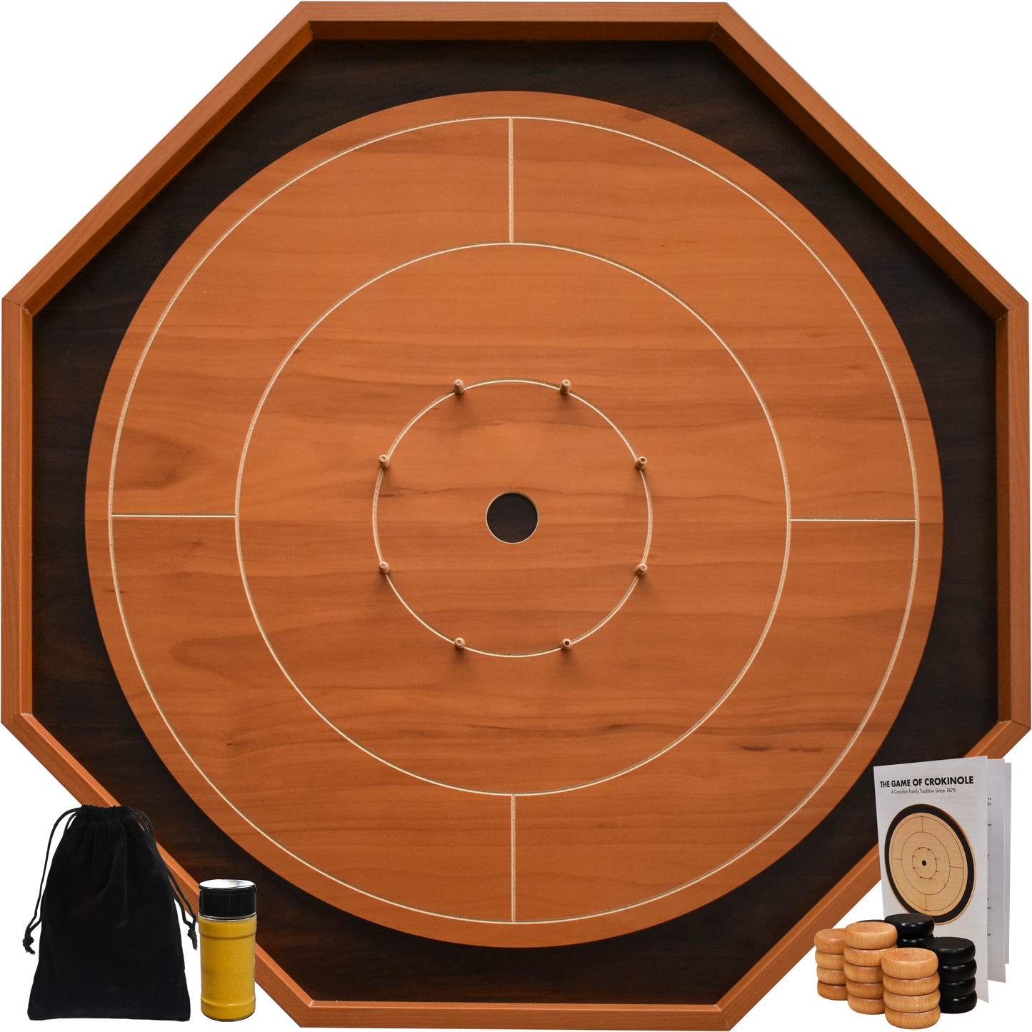 Crokinole Board For Beginners - Cherry & Walnut Melamine - Traditional Crokinole Board Game Set