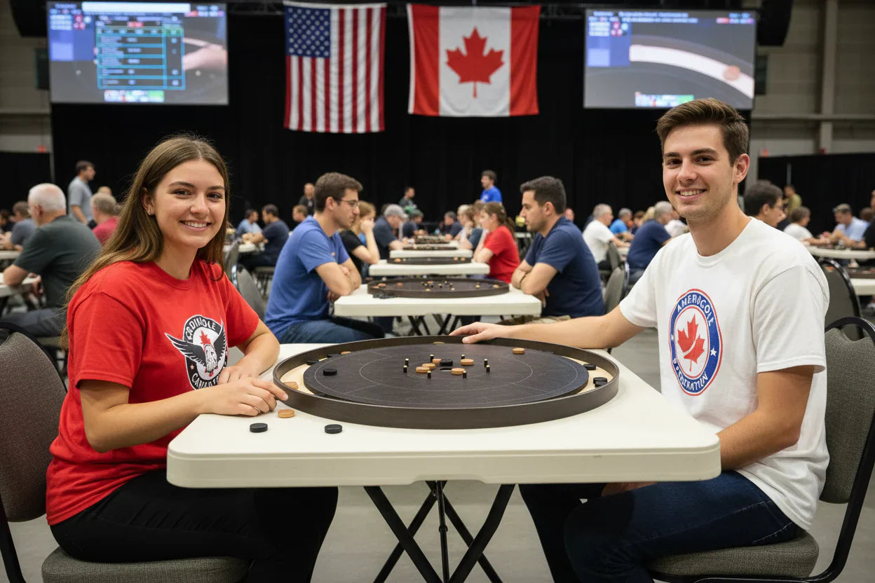 The Gray Maple - Tournament Style Crokinole Board Game Set (Meets NCA Standards)