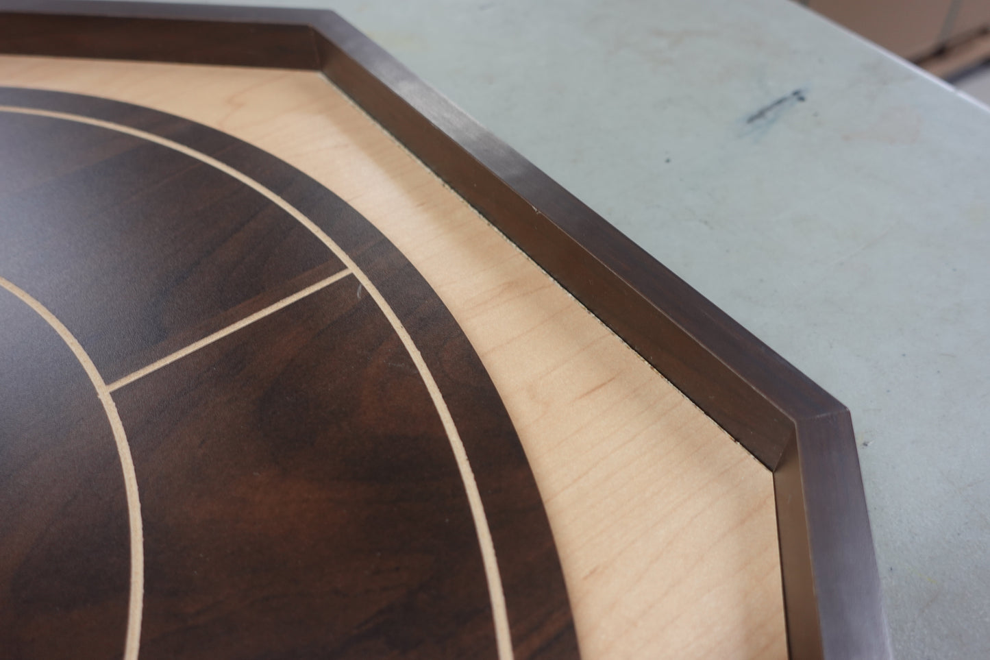 Crokinole Board For Beginners - Walnut & Maple Melamine - Traditional Crokinole Board Game Set