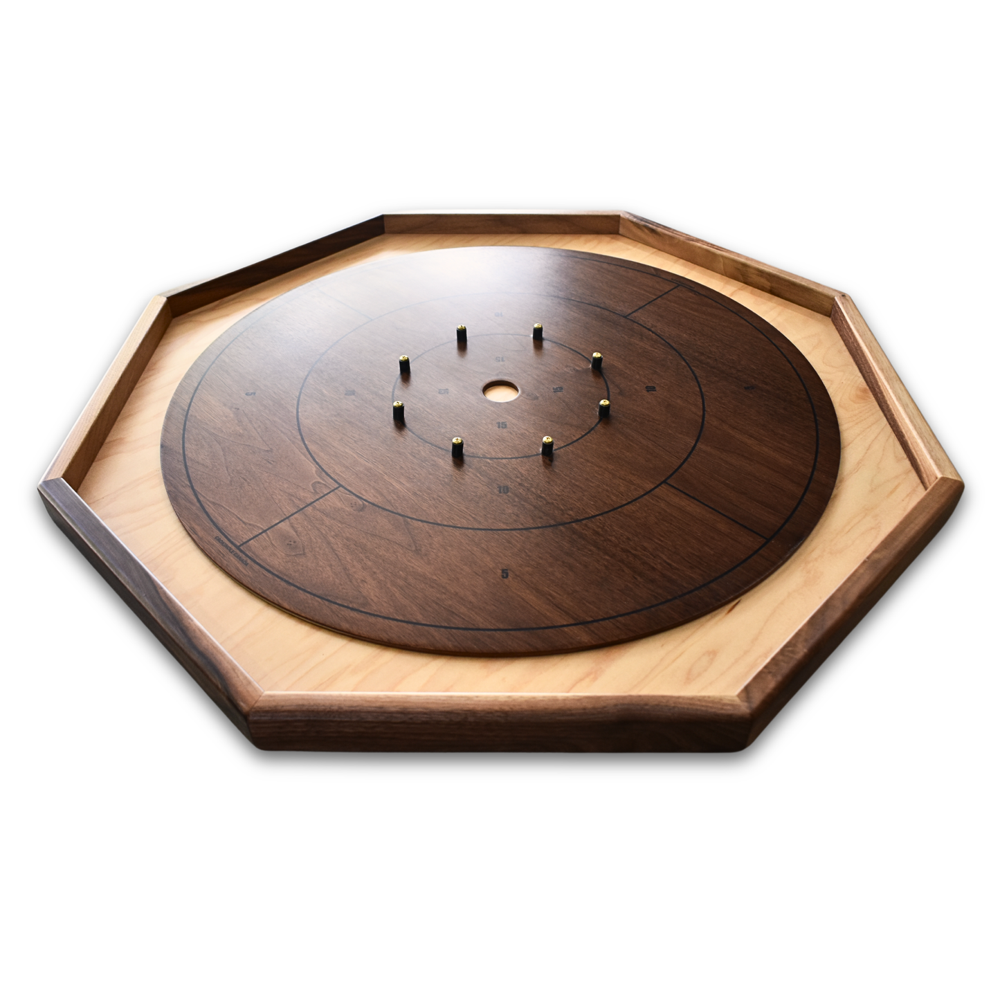 The Walnut Grove - Traditional Octagon Crokinole Board Game Set