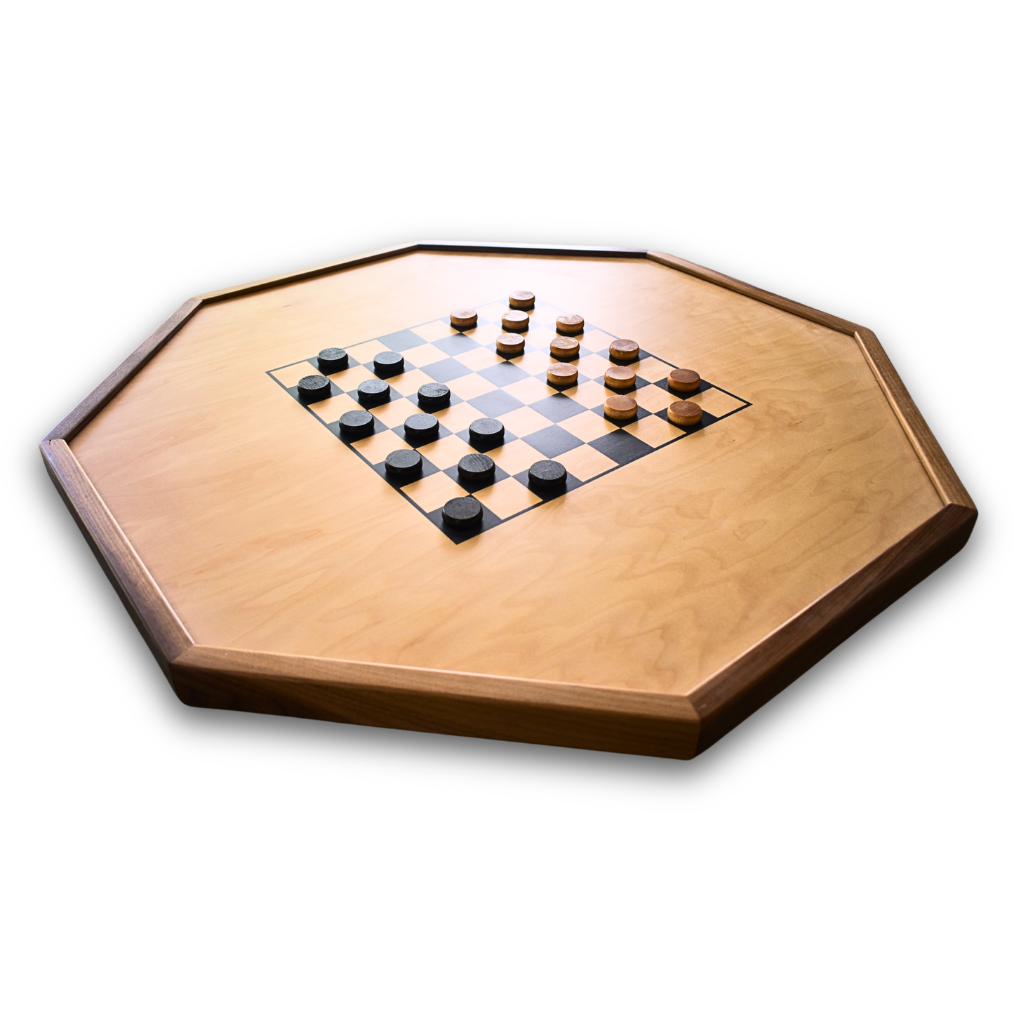 The Walnut Grove - Traditional Octagon Crokinole Board Game Set