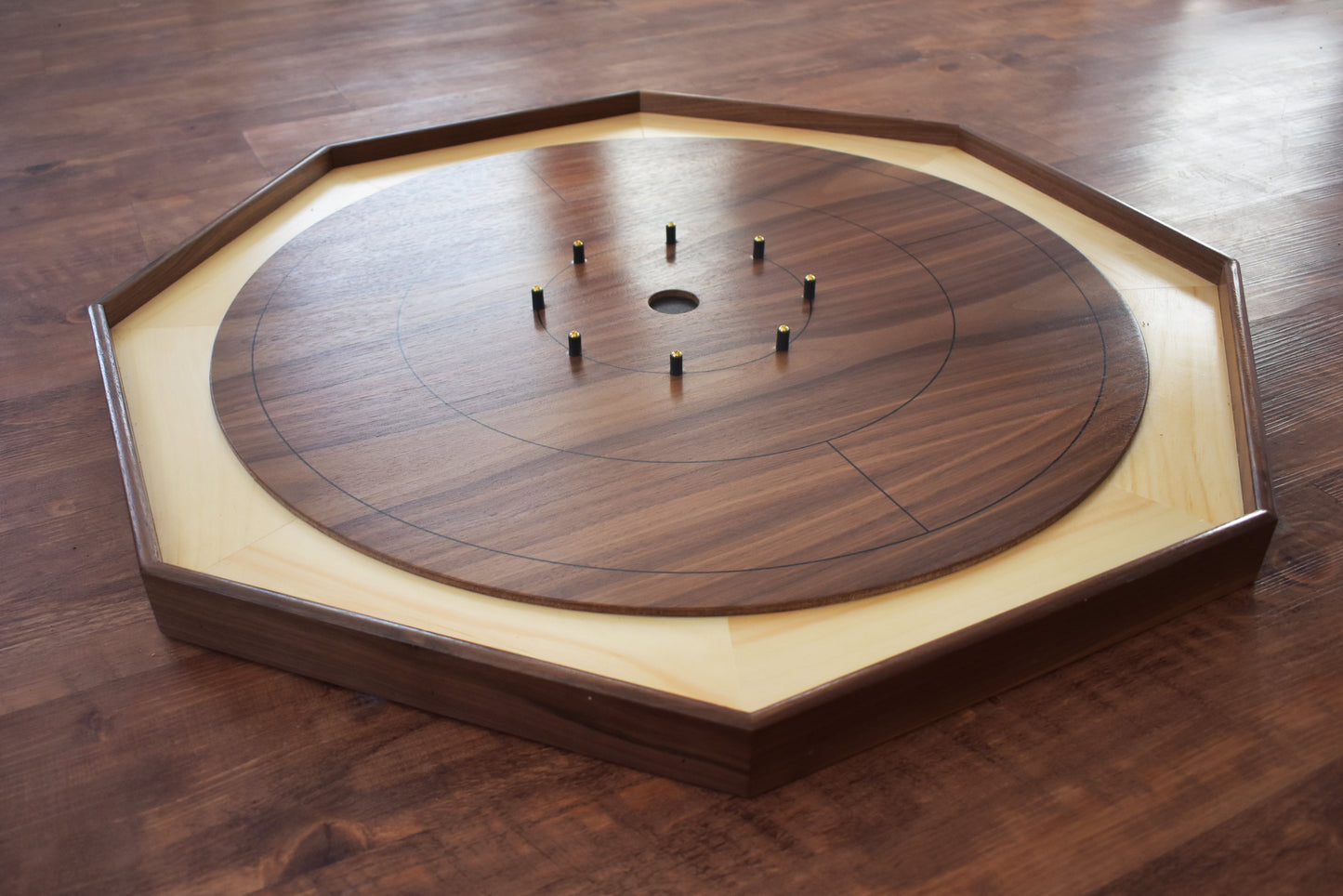 The Walnut Wonder - Small Traditional Style Crokinole Board Game Set