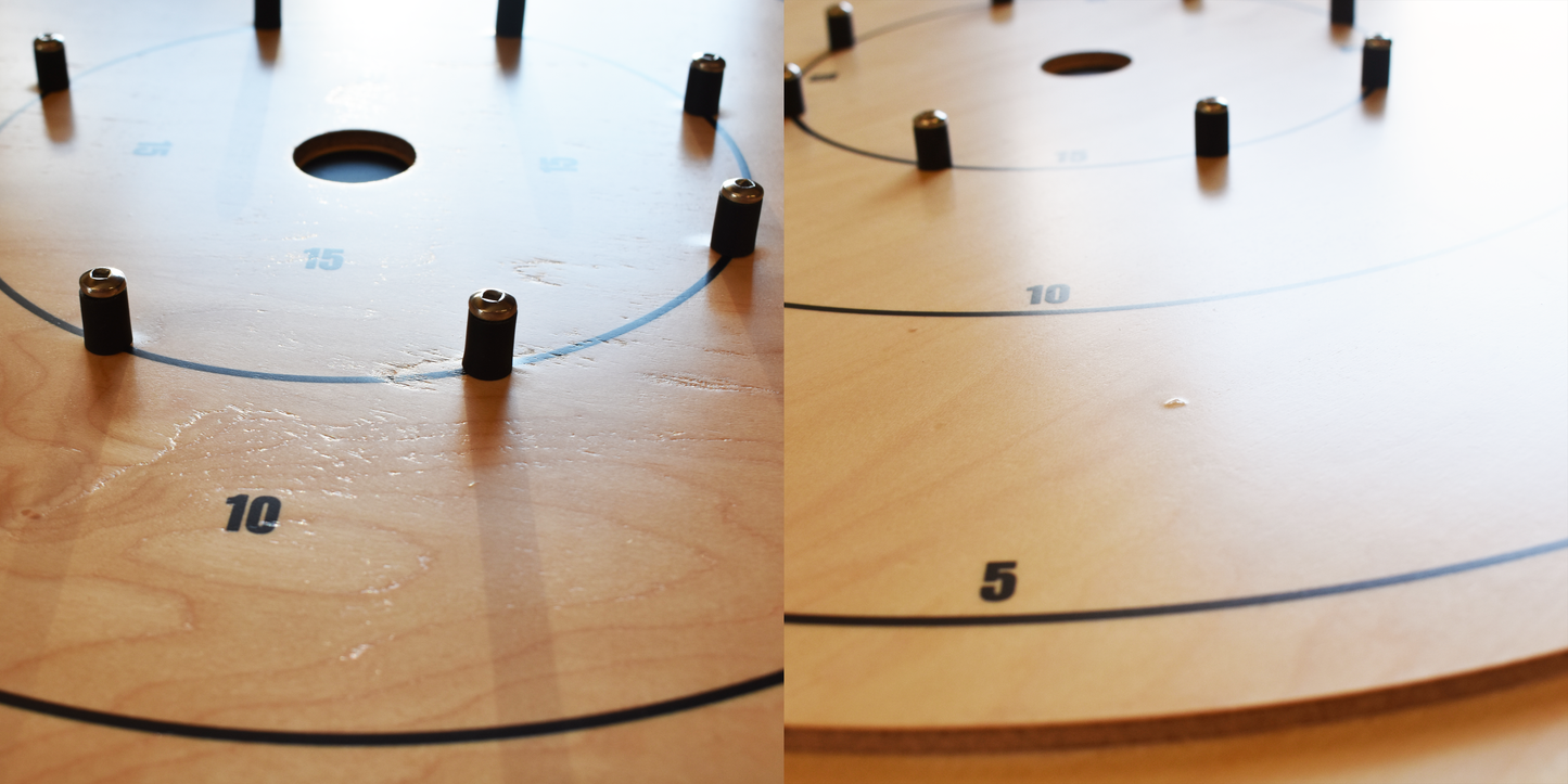 The Deluxe Walnut Rail - Traditional Octagon Crokinole Board Game Set