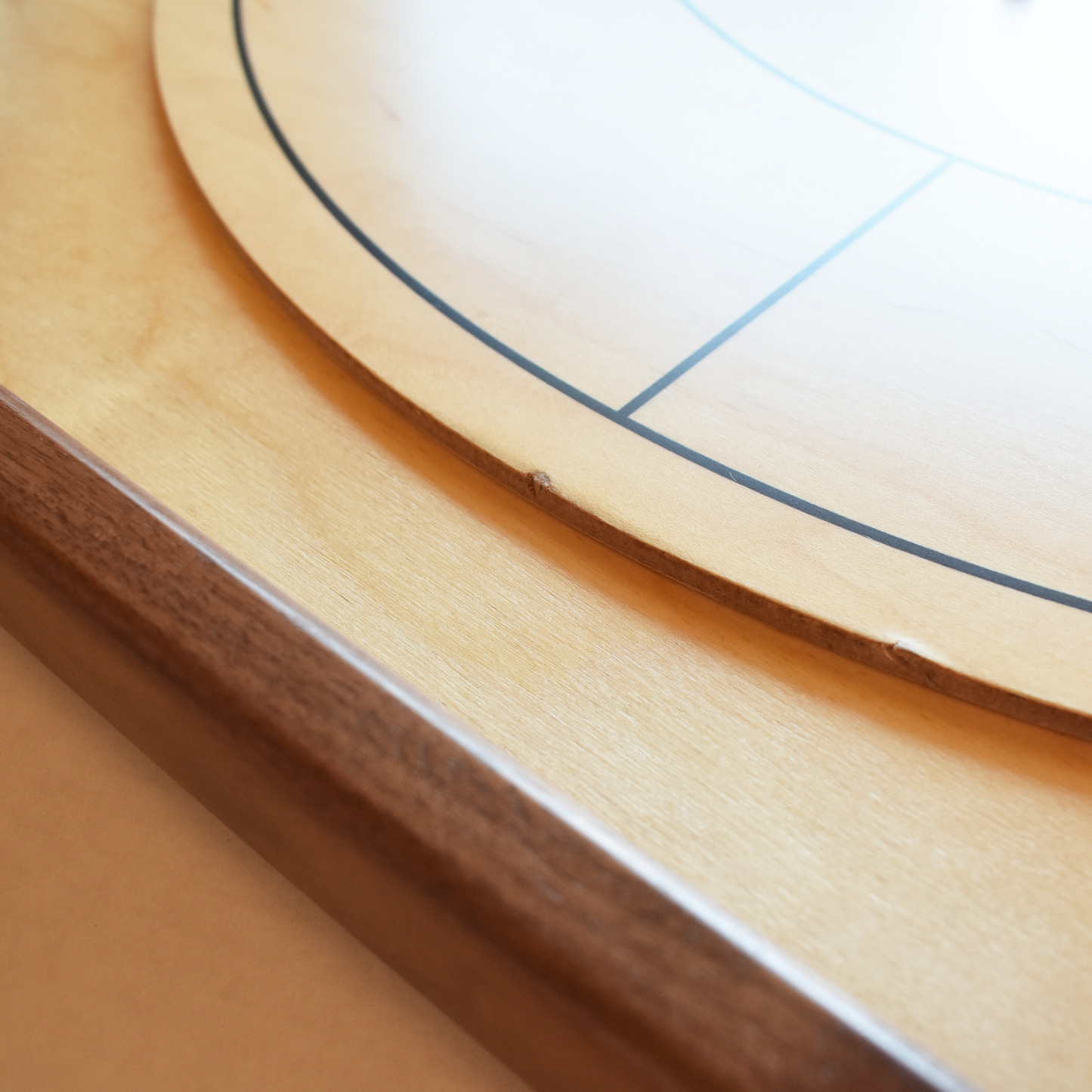 The Deluxe Walnut Rail - Traditional Octagon Crokinole Board Game Set