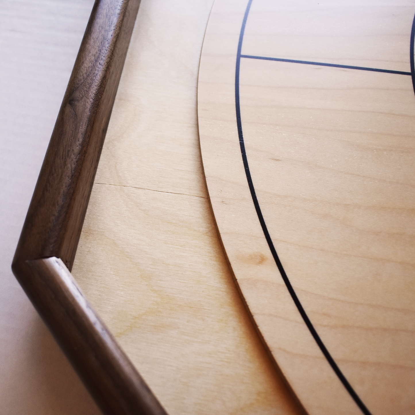 The Deluxe Walnut Rail - Traditional Octagon Crokinole Board Game Set