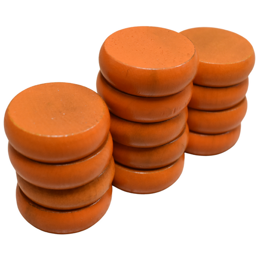 13 Large Orange Crokinole Discs - Half Set (Shiny Finish)