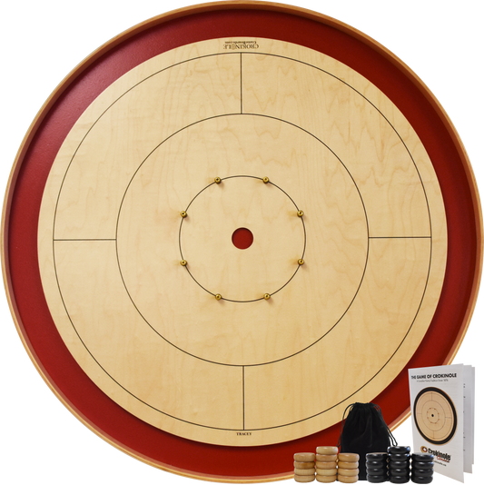The Tracey Red Board - Tournament Style Crokinole Board Game Set (Meets NCA Standards)