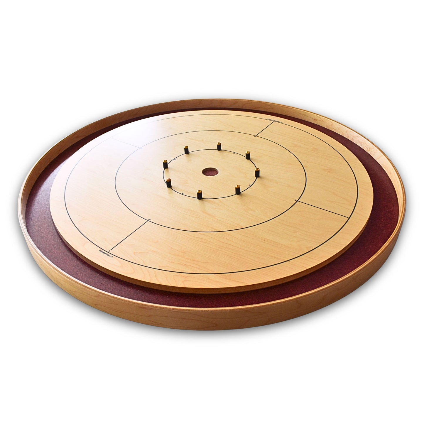 The Royal Red (Dark-Stained Ditch) - Tournament Style Crokinole Board Game Set (Meets NCA Standards)