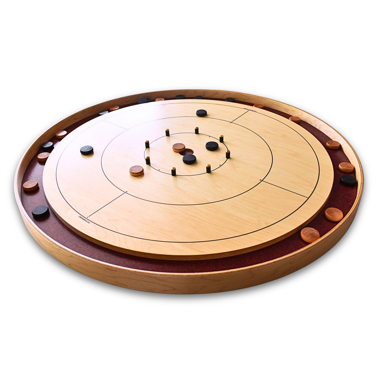 The Royal Red (Dark-Stained Ditch) - Tournament Style Crokinole Board Game Set (Meets NCA Standards)