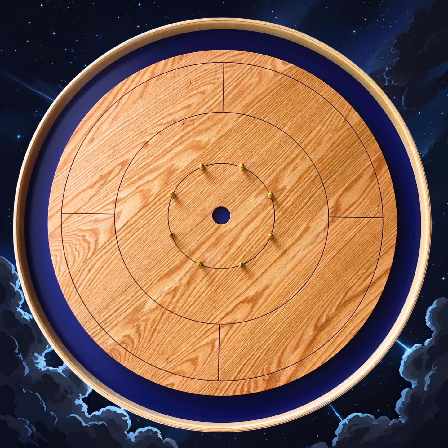 The Blue Giant - Solid Oak Hardwood Playing Surface Crokinole Board
