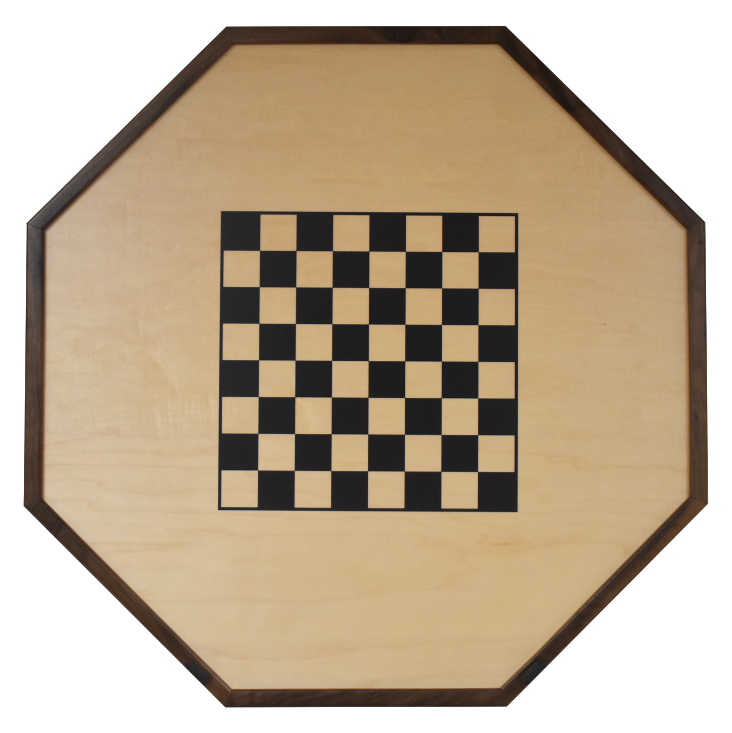 The Walnut Gold Standard (White Lines) - Traditional Octagon Crokinole Board Game Set