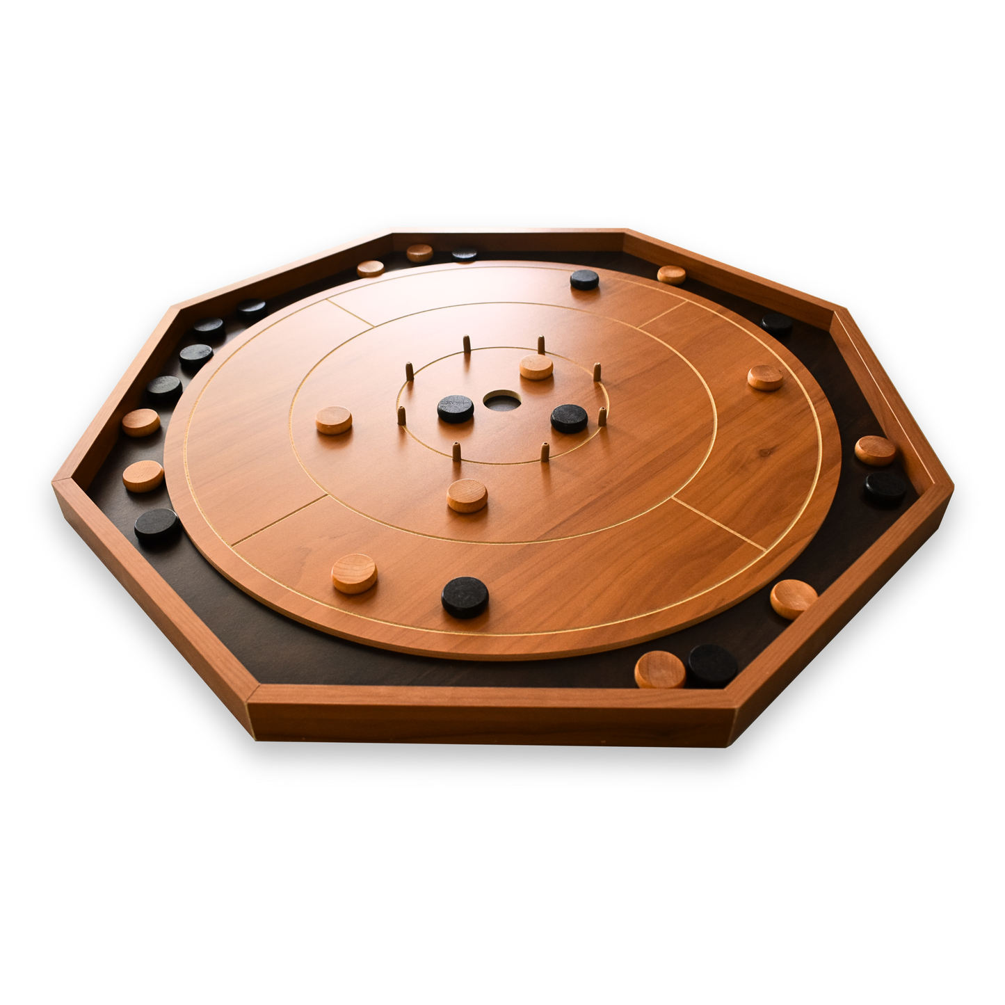 Crokinole Board For Beginners - Cherry & Walnut Melamine - Traditional Crokinole Board Game Set