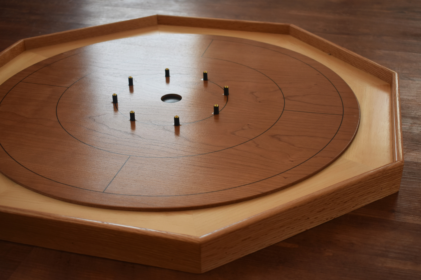 Cherry Hill Blossom - Small Traditional Style Crokinole Board Game Set