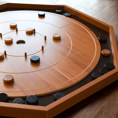 Crokinole Board For Beginners - Cherry & Walnut Melamine - Traditional Crokinole Board Game Set