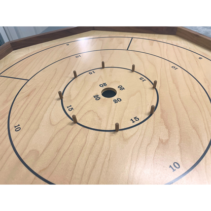 The Deluxe Walnut Rail (With Plastic Pegs) - Traditional Octagon Crokinole Board Game Set