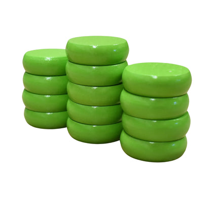 13 Lime Green Crokinole Discs (Half Set)