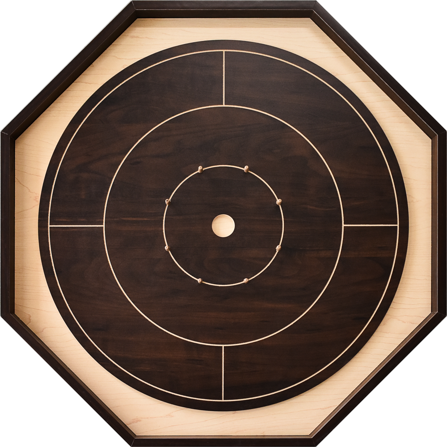 Crokinole Board For Beginners - Walnut & Maple Melamine - Traditional Crokinole Board Game Set