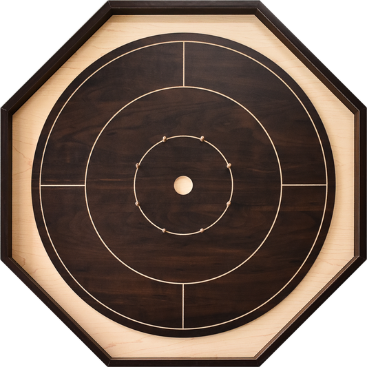 Crokinole Board For Beginners - Walnut & Maple Melamine - Traditional Crokinole Board Game Set