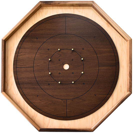 The Walnut Grove - Traditional Octagon Crokinole Board Game Set