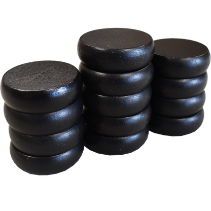 13 Large Black Crokinole Discs - Half Set (Matte Finish)