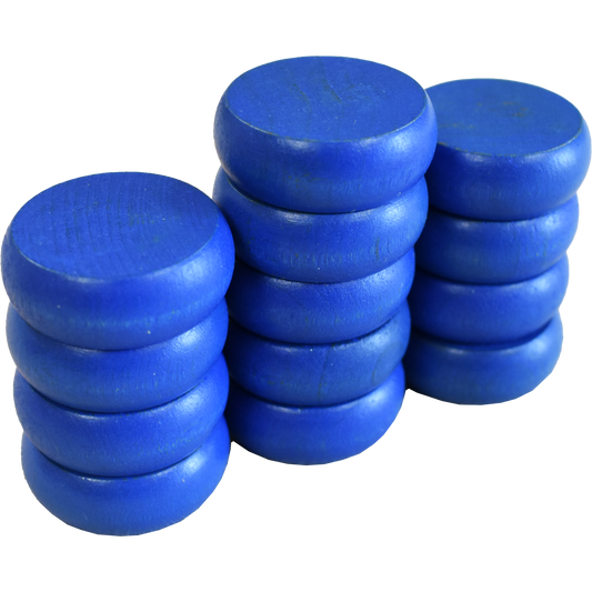 13 Mini Blue Crokinole Discs - Half Set (Shiny Finish)
