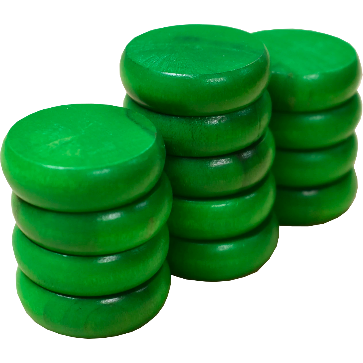 13 Large Green Crokinole Discs - Half Set (Shiny Finish)