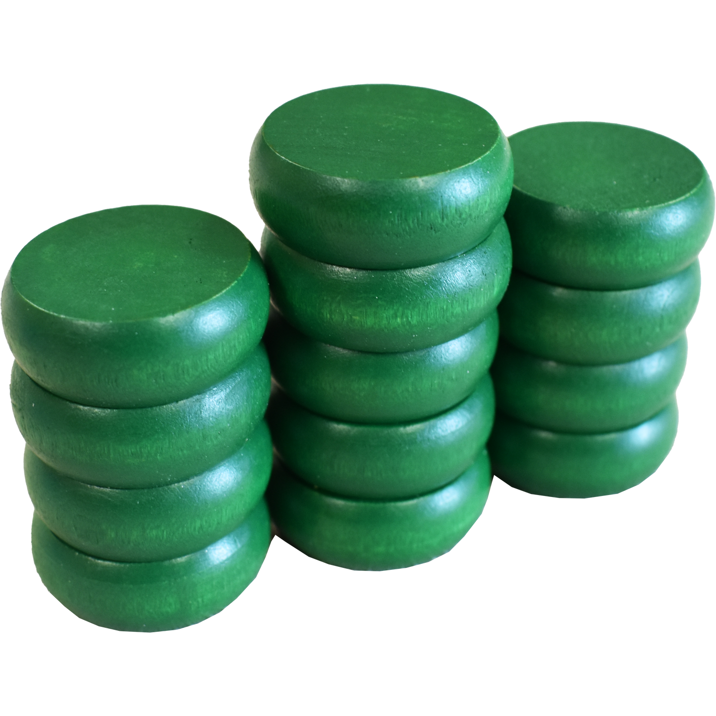 13 Mini Green Crokinole Discs - Half Set (Shiny Finish)
