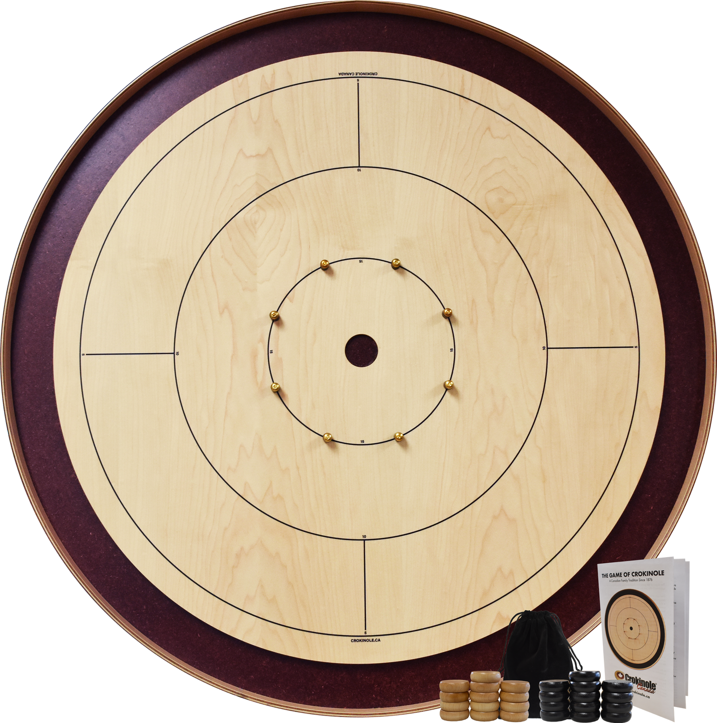 The Royal Red - Tournament Style Crokinole Board Game Set (Meets NCA Standards)